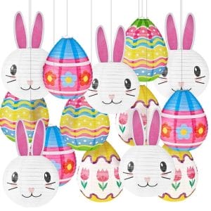 Easter Paper Lanterns Eggs Bunny Lanterns Easter Flower Party Decorations