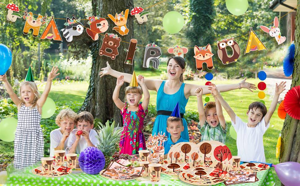 Forest Animals Safari Disposable Party Tableware Birthday Decorations