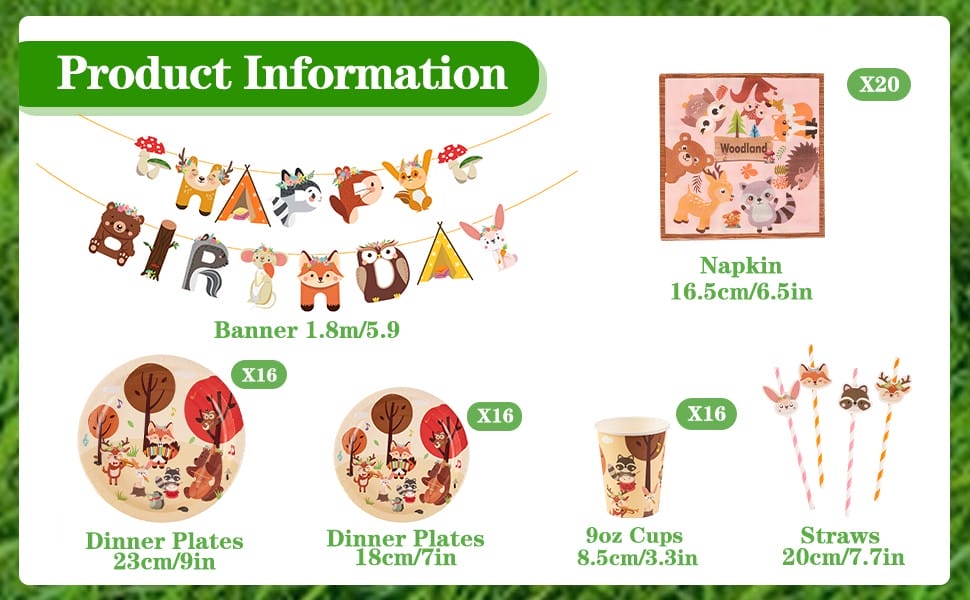 Forest Animals Safari Disposable Party Tableware Forest Party Decorations