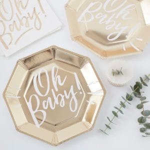 Gold Foiled Paper Plates Personalized Baby Shower Paper Plates