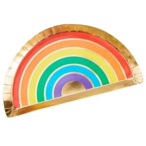 Gold Foiled Rainbow Paper Plate In Bulk For Cheap