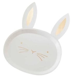 Gold Foiled White Easter Bunny Plates Easter Paper Plates Wholesale