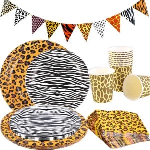 Jungle Safari Animal Leopard Print Party Supplies Pack Tableware Set Supplier