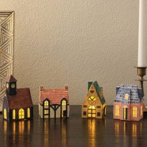 Make Your Own Four Houses Craft Kit Retro Ornaments