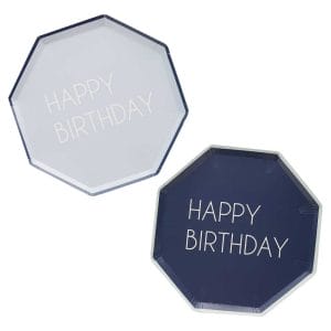 Navy Blue Happy Birthday Paper Plates Personalized