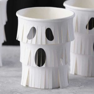 Paper Party Cups Ghost Fringe Paper Halloween Cups