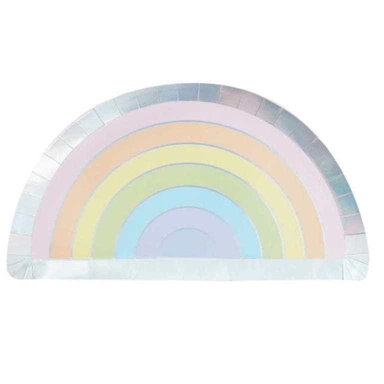 Pastel And Iridescent Foiled Rainbow Discount Paper Plates