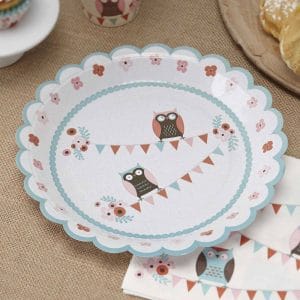 Patchwork Owl Paper Plates Eco Friendly Disposable Plates Wholesale