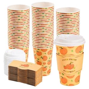 Personalized Coffee Cups Autumn Pumpkin Disposable Coffee Cups With Lids