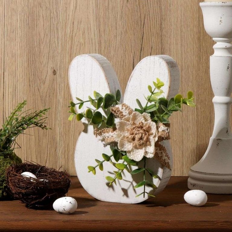 Personalized Easter Decor Rustic Wooden Bunny Happy Easter Table Centerpiece Signs