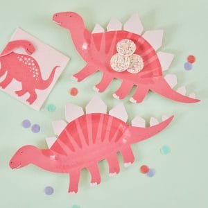 Pink Shaped Dinosaur Sweet Treat Plate Custom Party Paper Plates