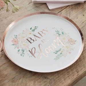 Rose Gold Personalized Paper Plates For Baby Shower
