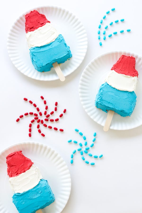 Summer Ice Pop Cakes Blue Red and White