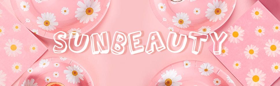 Sunbeauty Little Pink Personalised Daisy Party Tableware