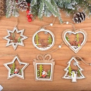 Unique Custom Christmas Ornament Pendants Laser Cut Wood Gift Tags