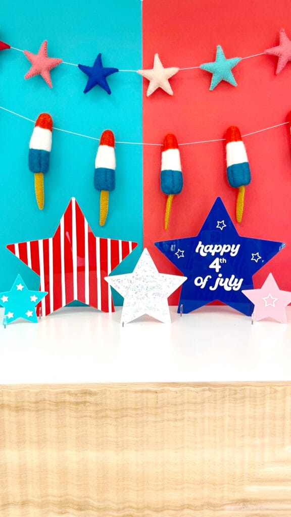 Vinyl Decorated Acrylic Stars independence day decorations