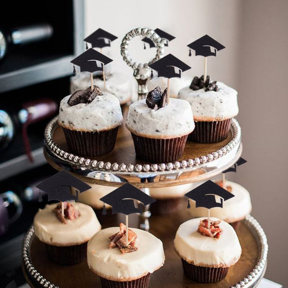 graduation cap paper cupcake toppers