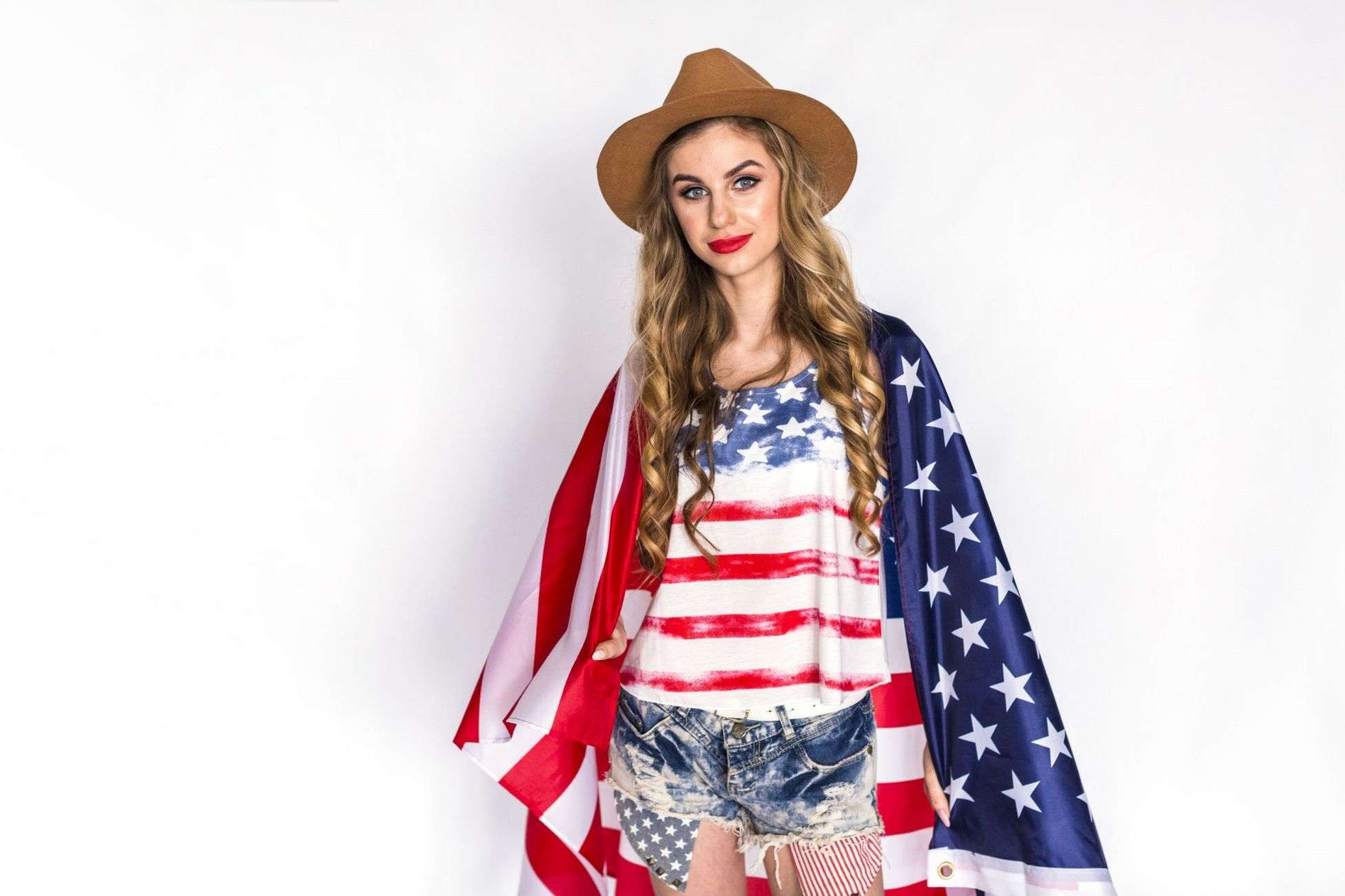 usa independence day concept with woman