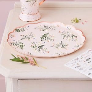 Bulk Floral Foiled Tea Party Paper Plates Minimum Order 10000 PCS