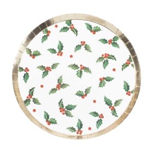 Christmas Holly Leaf Personalised Paper Party Plates