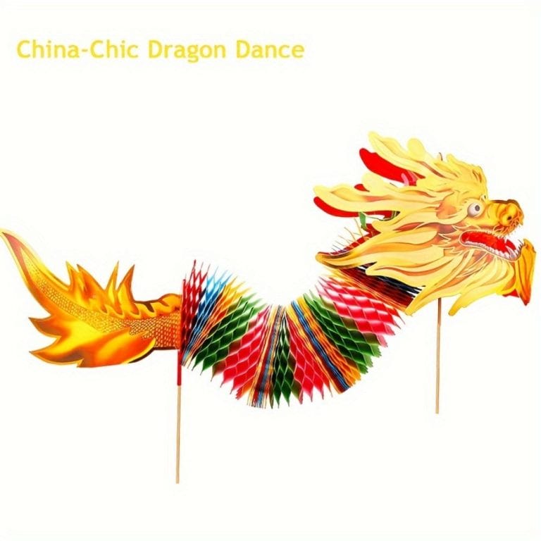 Expandable Paper Dragon Toy Crafted from Chinese Honeycomb Paper