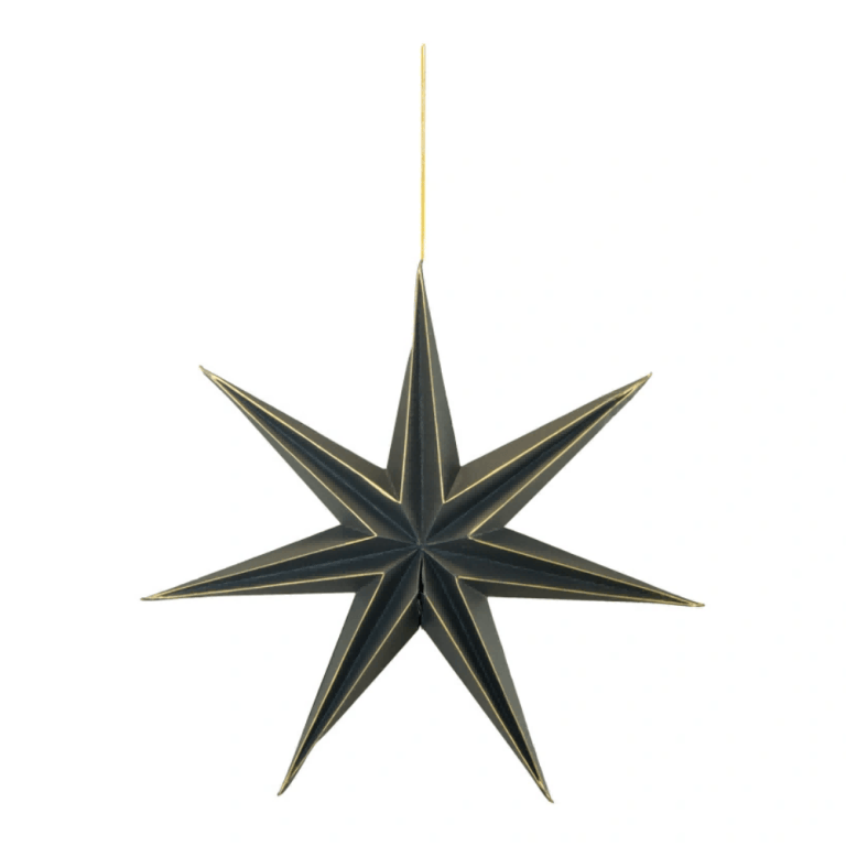 Folded Black Gold Paper 7-Pointed Star With Hook And Magnetic Clasp