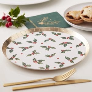Personalised Christmas Holly Leaf Paper Party Plates