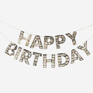 Personalized Happy Birthday Garland With Gold Fringes