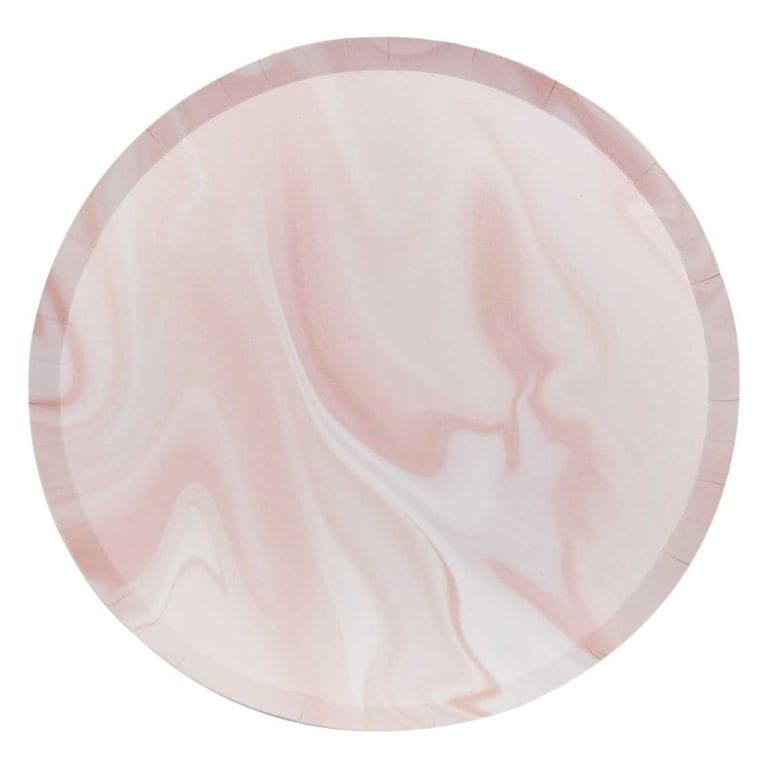 Pink Marble Custom Print Paper Plates