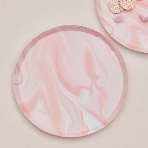 Pink Marble Design Custom Paper Plates