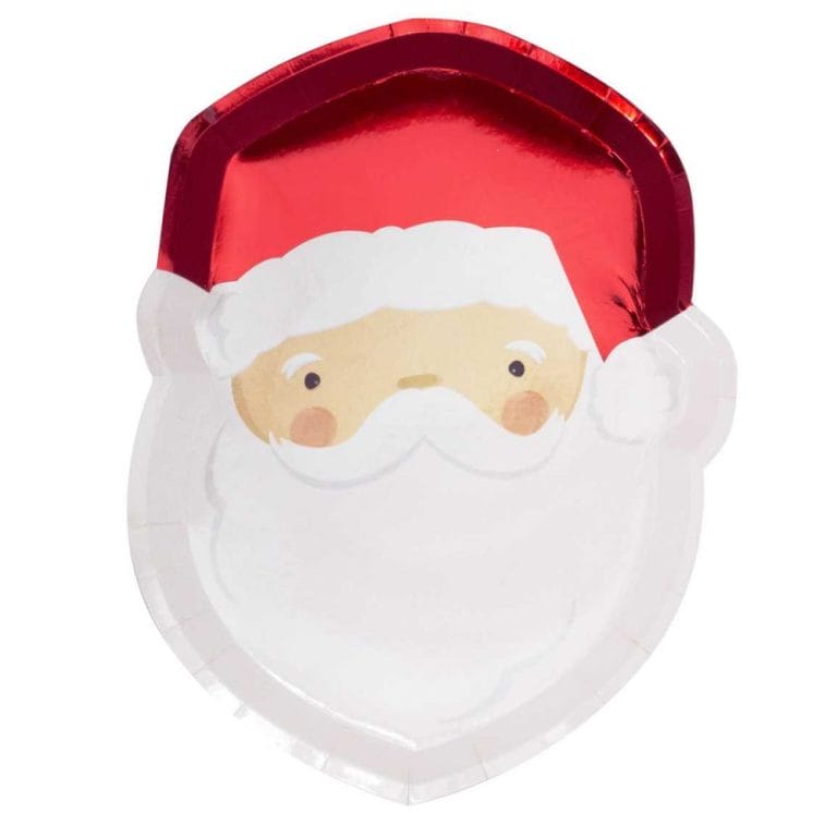 Red Foiled Santa Bulk Christmas Paper Plates MOQ 10000 PCS