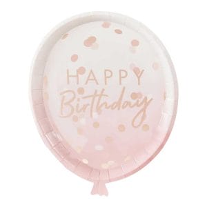 Rose Gold Balloon Shaped Custom Party Paper Plates