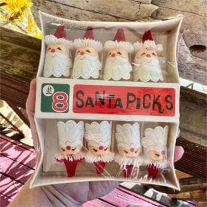 Vintage Santa Picks Christmas Honeycomb Cake Cupcake Toppers Picks Set 8