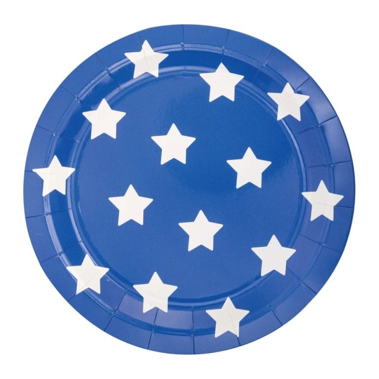 Wholesale Independence Day Decorations Blue & White Stars Lunch Plates 8ct