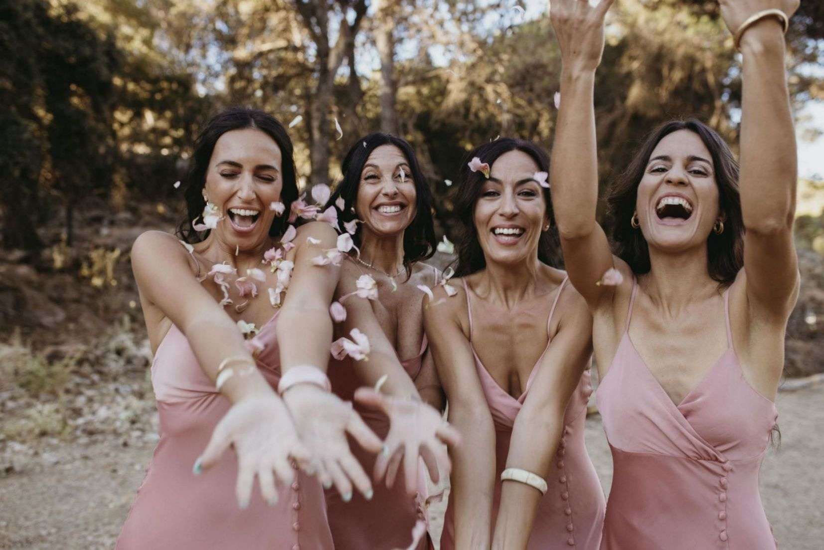 beautiful bridesmaids having fun