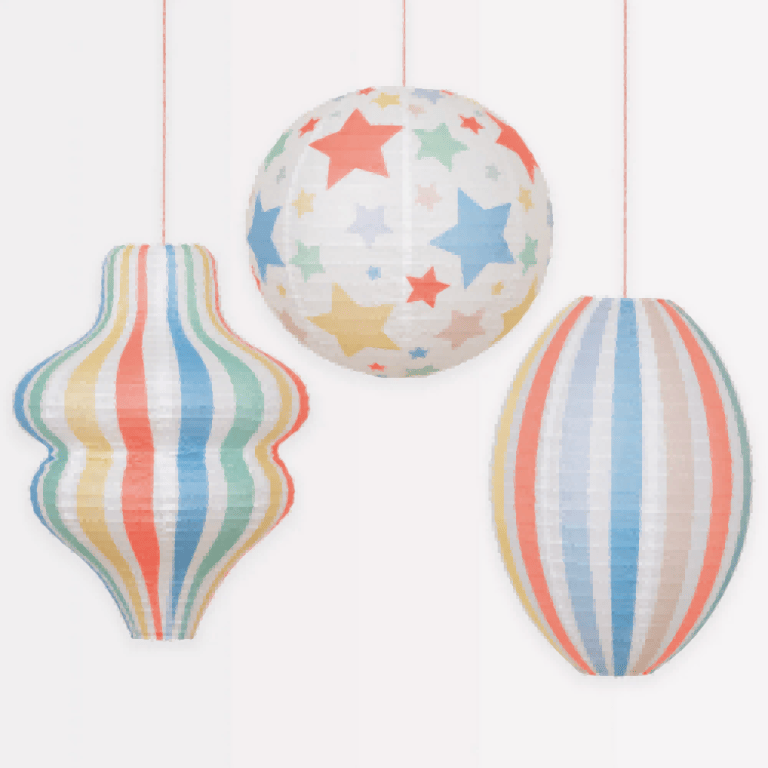 Custom Design Round Oval And Wavy Paper Lanterns Stars Stripes Lanterns