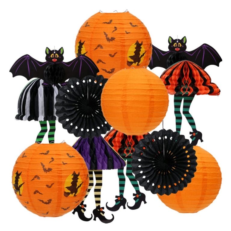 Orange Black Purple Halloween Party Assorted Hanging Paper Decorations Supplier