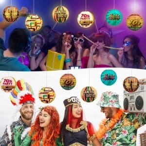 Retro Disco Party Hanging Paper Lanterns Personalized 70s Party Decorations