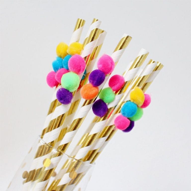 Wholesale Mexican Fiesta Pom Pom Party Paper Straws