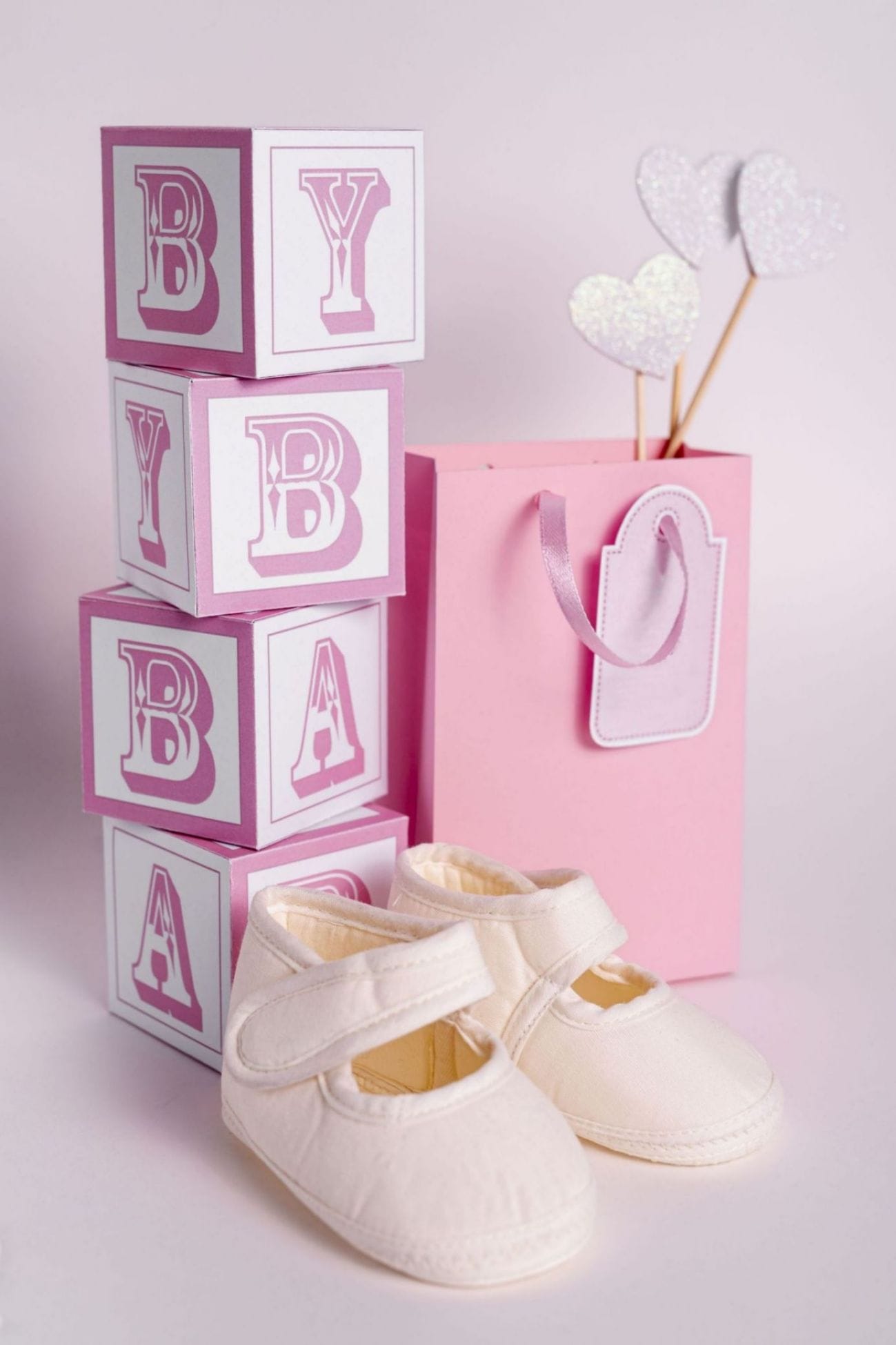 pink cute little baby girl accesories gift party boxes