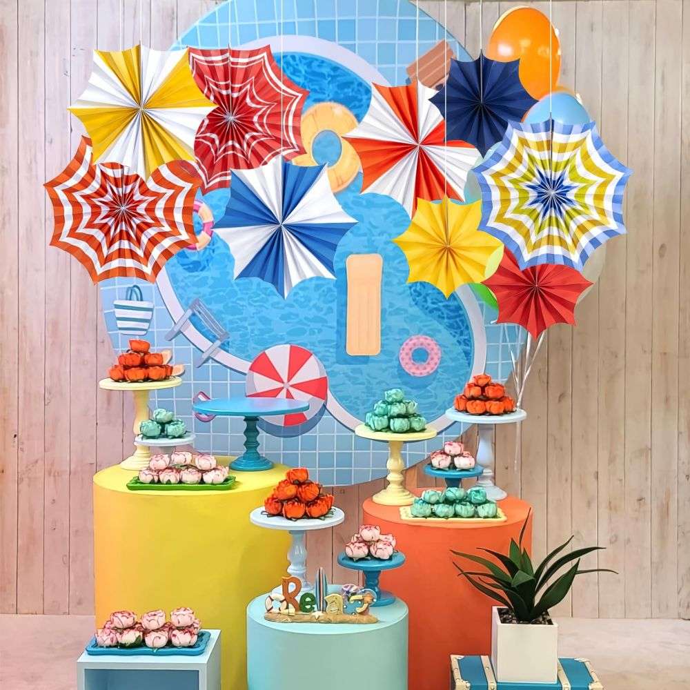 summer swimming pool party fan decorations