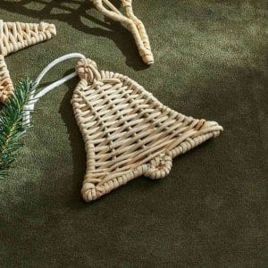 Bell Wrapped Rattan Ornament For Christmas Party