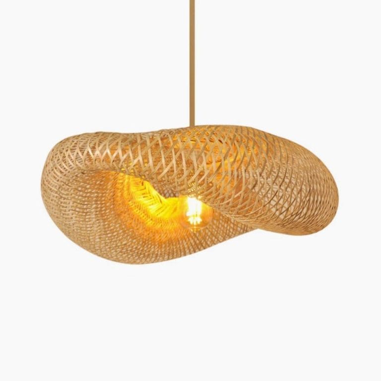 Farmhouse Woven Bamboo Pendant Lighting Vintage Rustic Rattan Ceiling Light