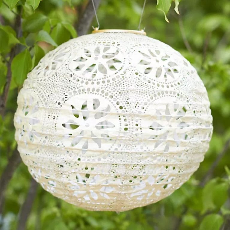 Floral Lace Solar Lantern Boho Globe Lantern Wholesale