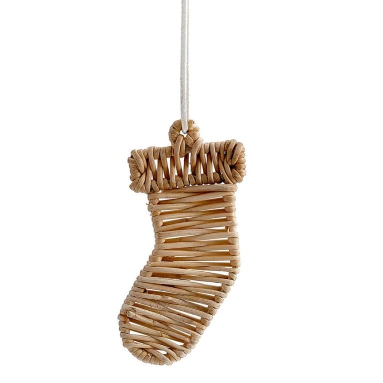 Handcraft Stocking Wrapped Rattan Christmas Ornament Supplier