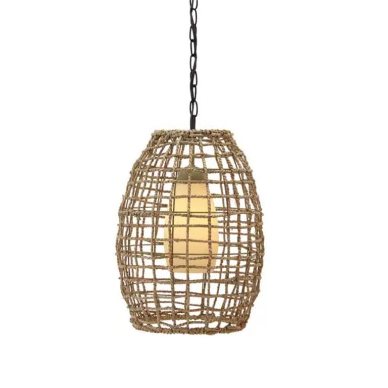 Natural Pendant Light Hand Woven Rattan Boho Hanging Light Supplier