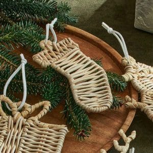 Stocking Wrapped Rattan Christmas Ornament