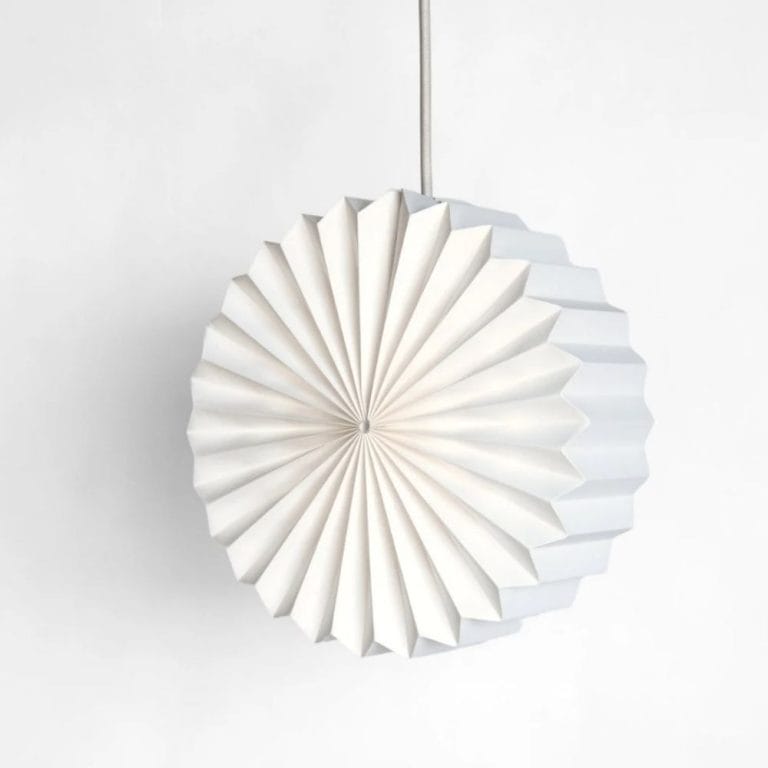 Table Lamp Origami Lampshade White Round Pleated Paper Light Supplier