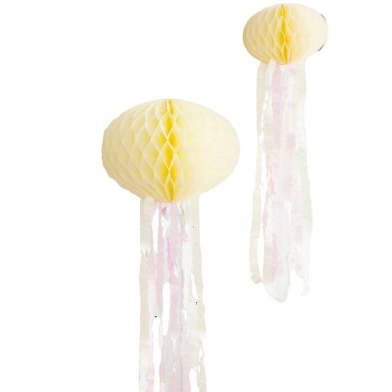 Yellow Personalized Decorative Honeycomb Paper Jellyfish Decoration Set