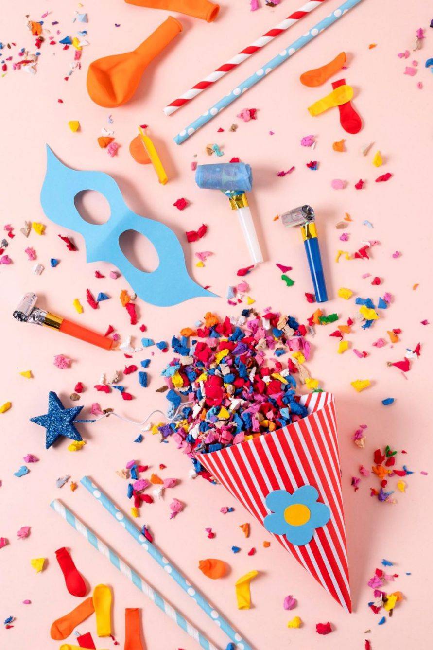 flat lay carnival themed party ideas composition